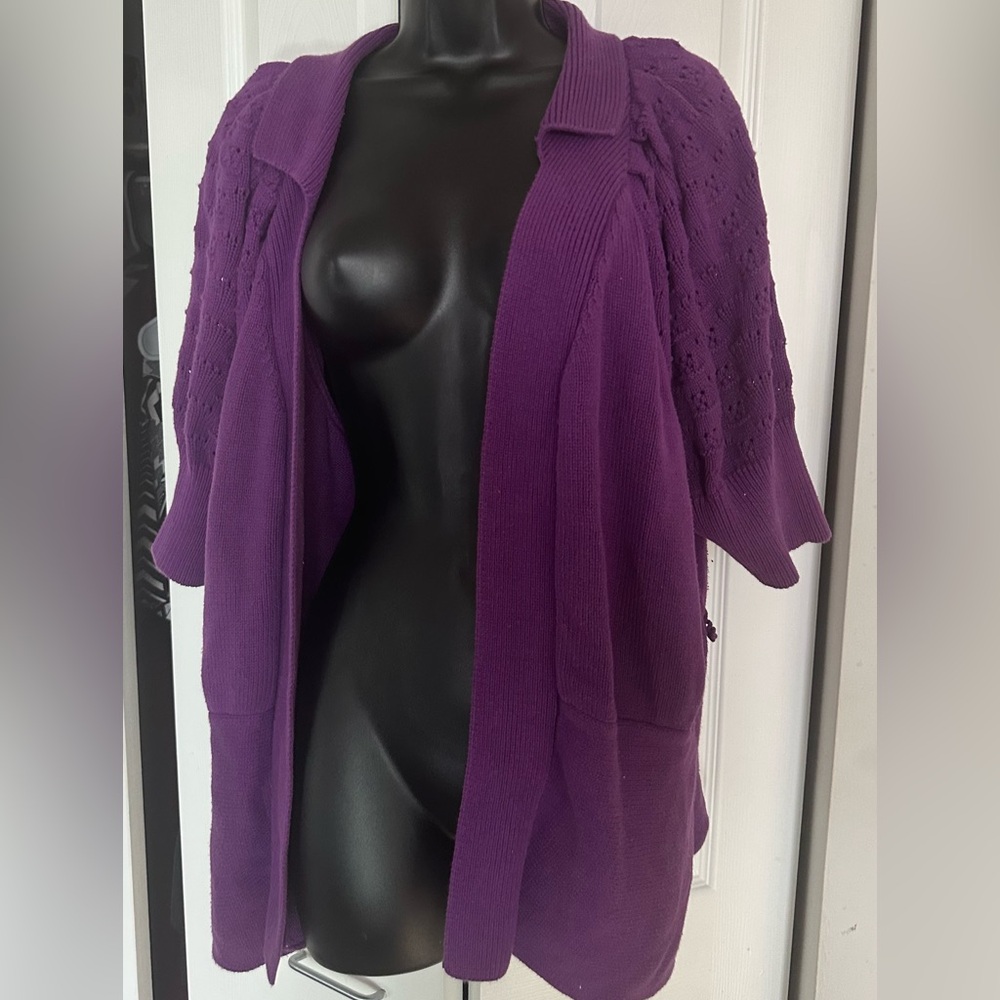 Avenue by Jessica London - *Plus Size* Chunky purple cardigan - Size 2X
